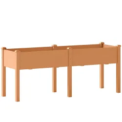 Huerto Urbano Elevado de Madera 184x59x76,5 cm con 6 Orificios de Drenaje para Cultivos Plantas Flores Marrón - Ogal.Es