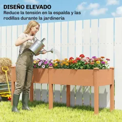 Huerto Urbano Elevado de Madera 184x59x76,5 cm con 6 Orificios de Drenaje para Cultivos Plantas Flores Marrón - Ogal.Es