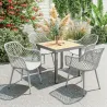 Juego de 4 Sillas de Jardín Exterior de PP con Respaldo Diamante Asiento Anti-UV Reposabrazos y Patas Metálicas ... - Ogal.Es