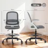Silla de Escritorio de Malla Silla de Dibujo con Reposabrazos Abatibles Altura Ajustable Reposapiés Gris - Ogal.Es