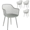 Juego de 4 Sillas de Jardín Exterior de PP con Respaldo Diamante Asiento Anti-UV Reposabrazos y Patas Metálicas ... - Ogal.Es