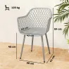 Juego de 4 Sillas de Jardín Exterior de PP con Respaldo Diamante Asiento Anti-UV Reposabrazos y Patas Metálicas ... - Ogal.Es
