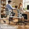 Silla de Escritorio de Malla Silla de Dibujo con Reposabrazos Abatibles Altura Ajustable Reposapiés Gris - Ogal.Es