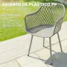 Juego de 4 Sillas de Jardín Exterior de PP con Respaldo Diamante Asiento Anti-UV Reposabrazos y Patas Metálicas ... - Ogal.Es