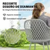 Juego de 4 Sillas de Jardín Exterior de PP con Respaldo Diamante Asiento Anti-UV Reposabrazos y Patas Metálicas ... - Ogal.Es