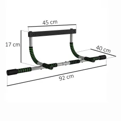 Barra de Dominadas Multifuncional Barra de Dominadas de Pared con Mangos Antideslizantes Carga 110 kg Gris y Negro - Ogal.Es