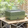 Barbacoa de Carbón 45,5x29x21 cm con Ventilador Integrado Temperatura Ajustable y Bandeja de Carbón Verde Claro - Ogal.Es