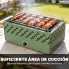 Barbacoa de Carbón 45,5x29x21 cm con Ventilador Integrado Temperatura Ajustable y Bandeja de Carbón Verde Claro - Ogal.Es