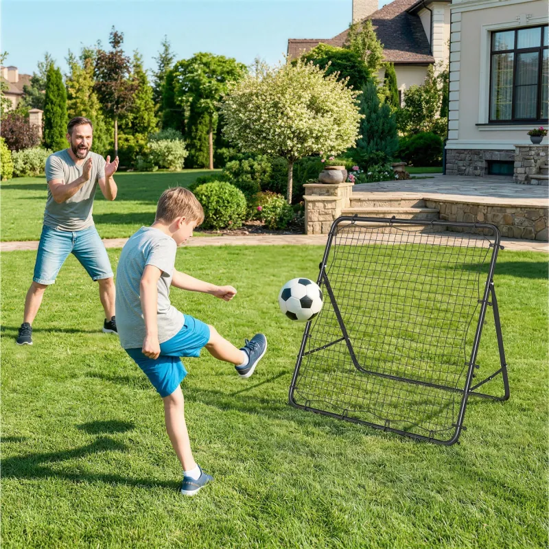 Red de Rebote Plegable Reboteador de Fútbol Ángulo Ajustable de 5 Niveles con Tubo de Acero 120x73x112 cm Negro - Ogal.Es