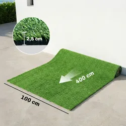 Césped Sintético 1m x 4m Alfombra Césped Artificial con Altura de Hierba 10 mm Drenaje Automático Verde - Ogal.Es