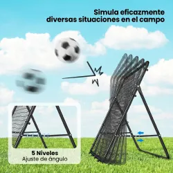 Red de Rebote Plegable Reboteador de Fútbol Ángulo Ajustable de 5 Niveles con Tubo de Acero 120x73x112 cm Negro - Ogal.Es