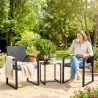 Conjunto de Muebles de Jardín de Ratán Sintético con 2 Sillas con Cojines y Mesa con Tablero de Vidrio Gris - Ogal.Es