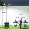Farola Solar Exterior de Jardín con Macetero 3 Cabezales Impermeable Encendido/Apagado Automático y Altura Ajust... - Ogal.Es
