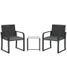 Conjunto de Muebles de Jardín de Ratán Sintético con 2 Sillas con Cojines y Mesa con Tablero de Vidrio Gris - Ogal.Es