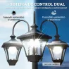 Farola Solar Exterior de Jardín con Macetero 3 Cabezales Impermeable Encendido/Apagado Automático y Altura Ajust... - Ogal.Es