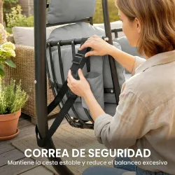 Silla Colgante Huevo con Soporte Cesta Plegable Reposacabezas Cojín Bolsillo Lateral Carga 120 kg Gris Oscuro - Ogal.Es