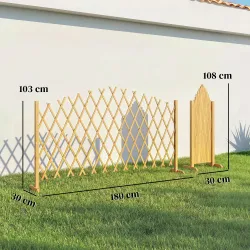Set de 2 Paneles de Vallas de Jardín Exterior Extensibles de Madera para Decoración Terraza 180x30x103 cm Natural - Ogal.Es