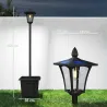 Farola Solar Exterior de Jardín con Macetero Poste de Aluminio IP44 Encendido/Apagado Automático 33x33x160 cm Negro - Ogal.Es
