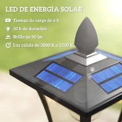 Farola Solar Exterior de Jardín con Macetero Poste de Aluminio IP44 Encendido/Apagado Automático 33x33x160 cm Negro - Ogal.Es