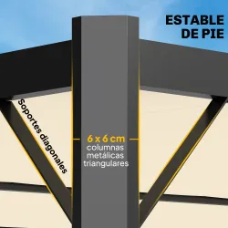 Pérgola de Jardín 3x4 m con Protección UPF 50+ Gazebo con Techo Ajustable Estructura de Metal para Exterior Crema - Ogal.Es