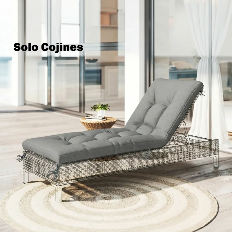 Cojín para Banco Exterior con Correas de Sujeción Protección UV50+ Rebote Lento Interior Exterior 198x65x13 cm Gris - Ogal.Es