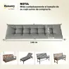 Cojín para Banco Exterior con Correas de Sujeción Protección UV50+ Rebote Lento Interior Exterior 198x65x13 cm Gris - Ogal.Es