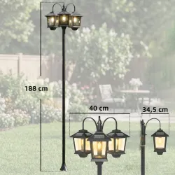 Farola Solar Exterior de Jardín de Aluminio con 3 Cabezales con Encendido/Apagado Automático IP44 40x34,5x188 cm... - Ogal.Es