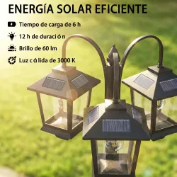 Farola Solar Exterior de Jardín de Aluminio con 3 Cabezales con Encendido/Apagado Automático IP44 40x34,5x188 cm... - Ogal.Es