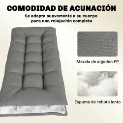 Cojín para Banco Exterior con Correas de Sujeción Protección UV50+ Rebote Lento Interior Exterior 198x65x13 cm Gris - Ogal.Es