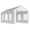 Garaje Exterior para Coche 3x6 m Impermeable de PE Resistente Marco de Acero Galvanizado Altura Ajustable Blanco - Ogal.Es