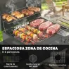 Barbacoa de Carbón con Bandeja Ajustable Estantes Plegables Ruedas Termómetro Tapa Chimenea Ventilaciones y Cesta - Ogal.Es