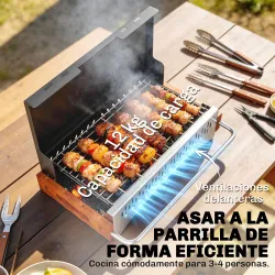 Barbacoa de Carbón Plegable Barbacoa Portátil 50,5x34x33 cm con Bandeja de Carbón Extraíble para Camping Picnic ... - Ogal.Es
