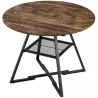 Mesa de Comedor Redonda para 4 Personas con Estante Marco Metálico para Sala de Estar Ø100x76 cm Marrón Rústico - Ogal.Es