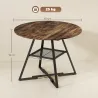 Mesa de Comedor Redonda para 4 Personas con Estante Marco Metálico para Sala de Estar Ø100x76 cm Marrón Rústico - Ogal.Es