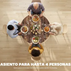 Mesa de Comedor Redonda para 4 Personas con Estante Marco Metálico para Sala de Estar Ø100x76 cm Marrón Rústico - Ogal.Es