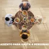 Mesa de Comedor Redonda para 4 Personas con Estante Marco Metálico para Sala de Estar Ø100x76 cm Marrón Rústico - Ogal.Es
