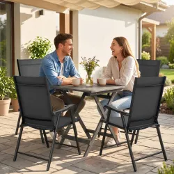 Conjunto de 4 Sillas de Jardín Exterior Plegables con Respaldo Alto y Reposabrazos para Terraza Playa 58x62x97 c... - Ogal.Es
