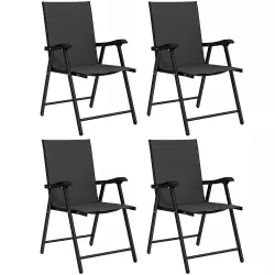 Conjunto de 4 Sillas de Jardín Exterior Plegables con Respaldo Alto y Reposabrazos para Terraza Playa 58x62x97 c... - Ogal.Es
