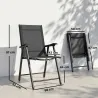 Conjunto de 4 Sillas de Jardín Exterior Plegables con Respaldo Alto y Reposabrazos para Terraza Playa 58x62x97 c... - Ogal.Es