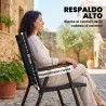 Conjunto de 4 Sillas de Jardín Exterior Plegables con Respaldo Alto y Reposabrazos para Terraza Playa 58x62x97 c... - Ogal.Es
