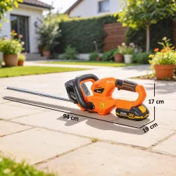 Cortasetos Batería 18V con Batería de 2000mAh Hoja de Doble Acción 51 cm Motor sin Escobillas y Cargador Naranja - Ogal.Es