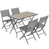 Conjunto de Mesa y Sillas Jardín de 5 Piezas Muebles de Jardín Exterior con 4 Sillas Plegables y Mesa Plegable Gris - Ogal.Es