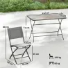 Conjunto de Mesa y Sillas Jardín de 5 Piezas Muebles de Jardín Exterior con 4 Sillas Plegables y Mesa Plegable Gris - Ogal.Es