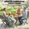 Conjunto de Mesa y Sillas Jardín de 5 Piezas Muebles de Jardín Exterior con 4 Sillas Plegables y Mesa Plegable Gris - Ogal.Es
