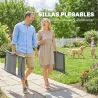 Conjunto de Mesa y Sillas Jardín de 5 Piezas Muebles de Jardín Exterior con 4 Sillas Plegables y Mesa Plegable Gris - Ogal.Es
