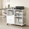 Mueble para Impresora con Ruedas Mesa para Impresora con Estantes Abiertos y Cajón para Documentos Tamaño A4 Blanco - Ogal.Es