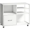 Mueble para Impresora con Ruedas Mesa para Impresora con Estantes Abiertos y Cajón para Documentos Tamaño A4 Blanco - Ogal.Es