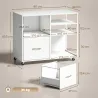 Mueble para Impresora con Ruedas Mesa para Impresora con Estantes Abiertos y Cajón para Documentos Tamaño A4 Blanco - Ogal.Es