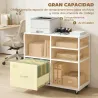 Mueble para Impresora con Ruedas Mesa para Impresora con Estantes Abiertos y Cajón para Documentos Tamaño A4 Blanco - Ogal.Es