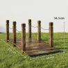 Puente de Jardín de Madera 1,51 m Puente Decorativo para Estanques Rústico con Barandillas de Seguridad Carbonizado - Ogal.Es
